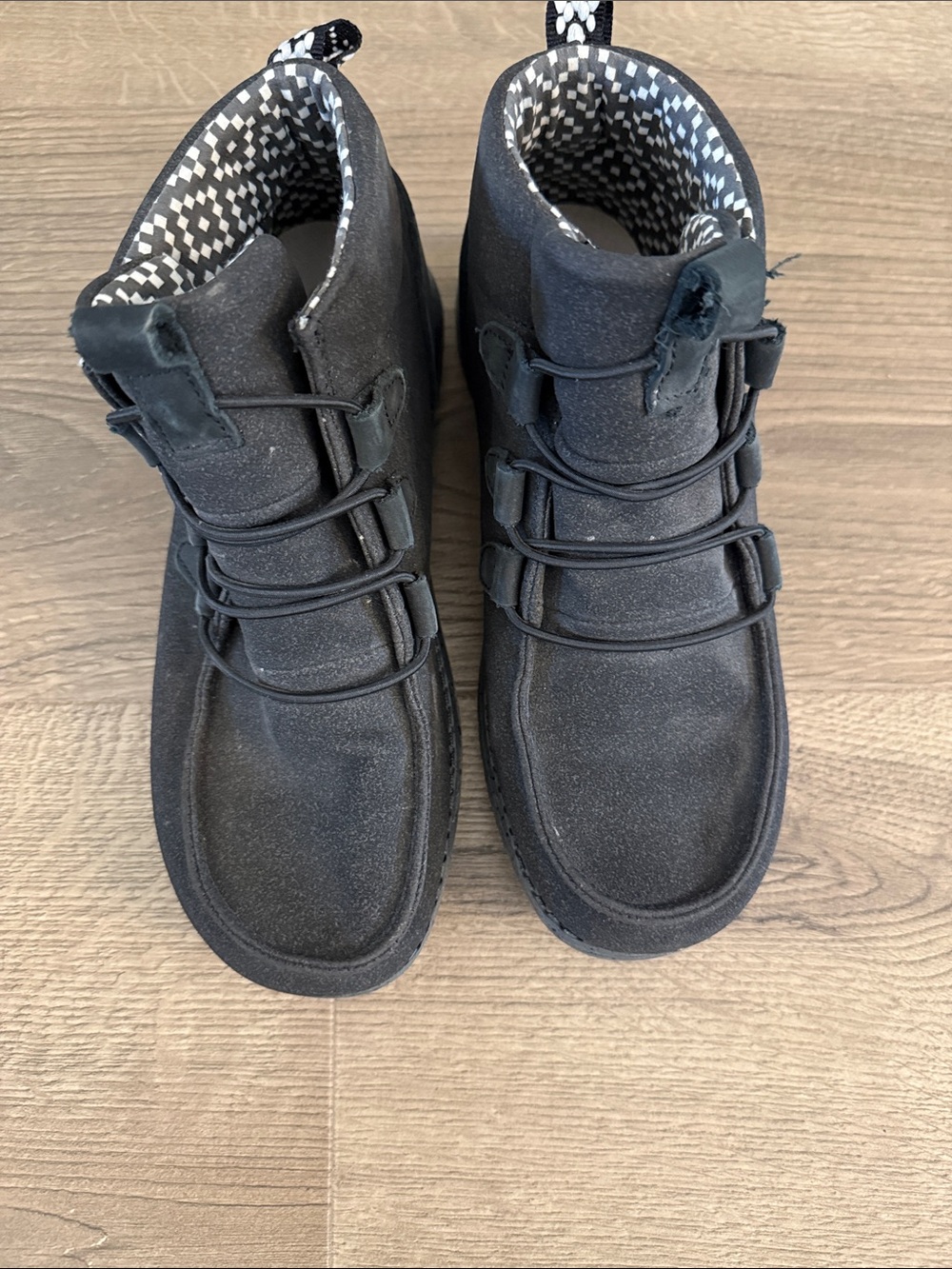 Hey Dude Black Suede-Look Women's Ankle Booties with Patterned Lining